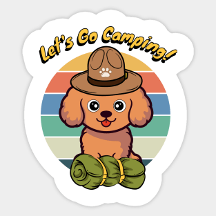 Funny Brown Dog Wants to go Camping Sticker